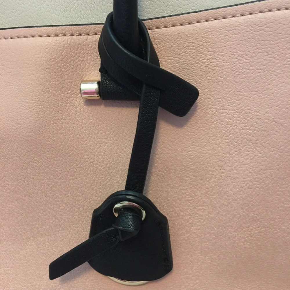 Nine West Pink and Black Satchel with Structured Design